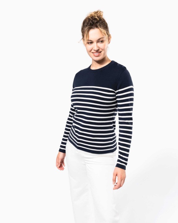 KARIBAN Damenpullover im Marine-Stil Pullover personalisierbar