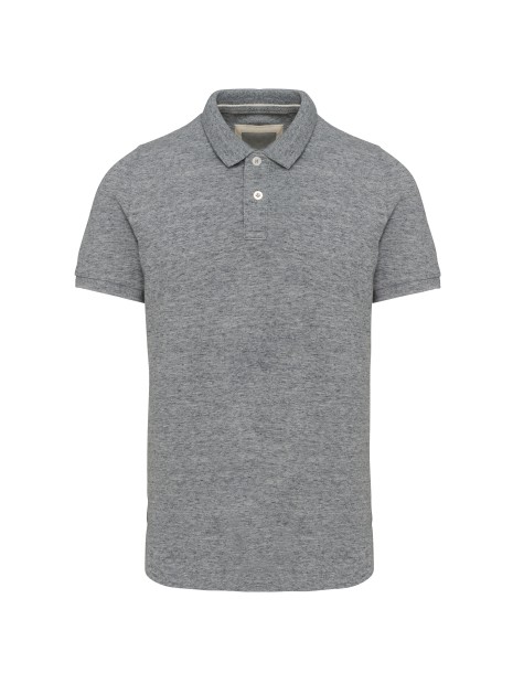 KARIBAN Polo vintage manches courtes homme slub grey heather personnalisable