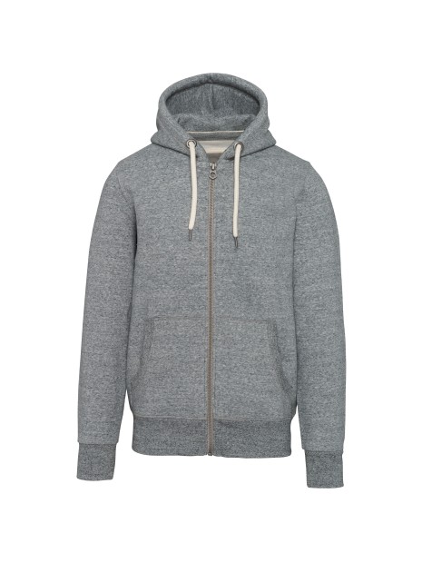 KARIBAN Sweat-shirt vintage zippé à capuche homme slub grey heather personnalisable