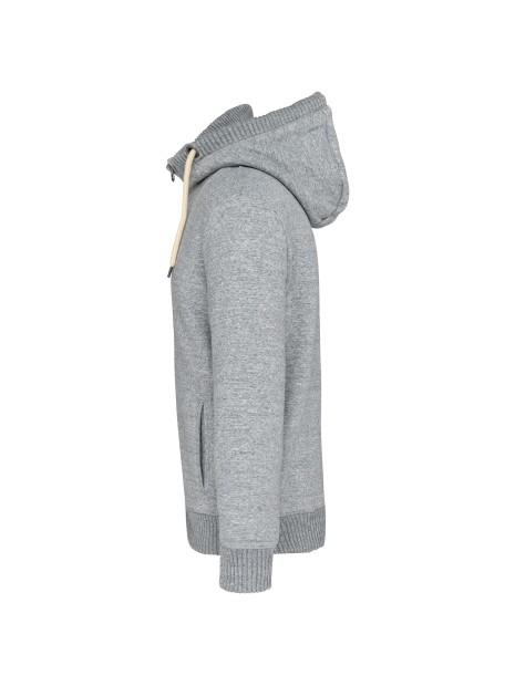 KARIBAN Veste vintage molleton doublée sherpa homme slub grey heather personnalisable