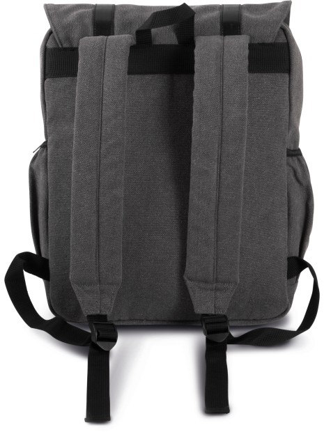 KIMOOD Sac à dos en toile à rabat gris foncé délavé personnalisable