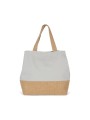 KIMOOD Sac shopping en toiles de coton et jute snow grey / natural personnalisable
