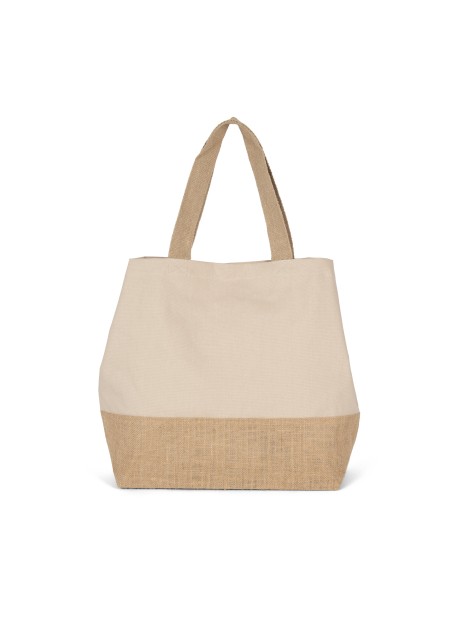 KIMOOD Sac shopping en toiles de coton et jute light sand / natural personnalisable
