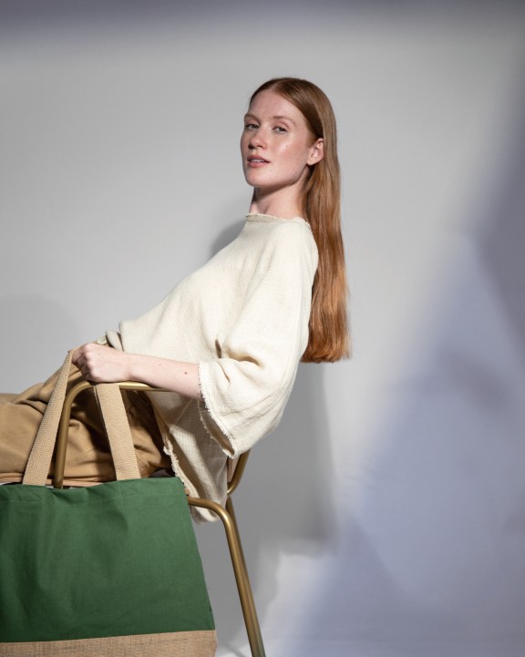 Tote bag KIMOOD Shopper van jute- & katoencanvas voor bedrukking &amp; borduring