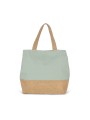 KIMOOD Sac shopping en toiles de coton et jute sage / natural personnalisable