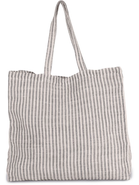 KIMOOD Sac shopping à rayures en juco steel grey / natural personnalisable