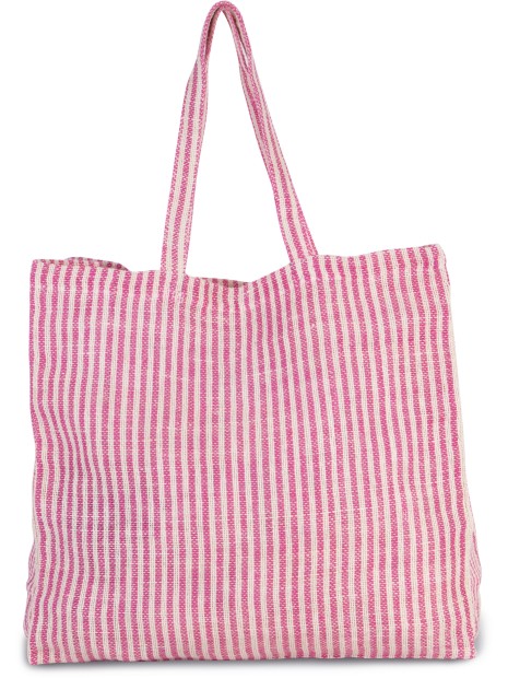 KIMOOD Sac shopping à rayures en juco magenta / natural personnalisable