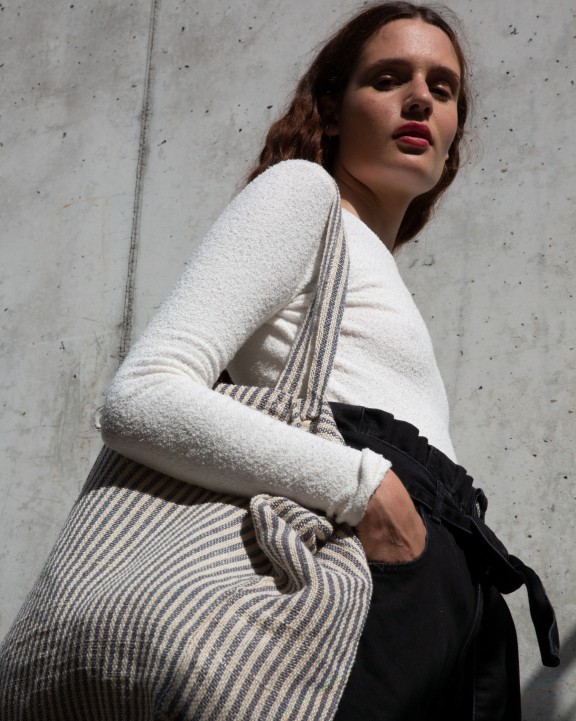 Tote bag KIMOOD Gestreepte shopper van juco voor bedrukking &amp; borduring
