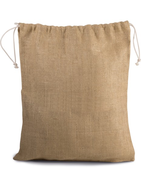KIMOOD Sac en toile de jute avec cordelettes natural / gold personnalisable