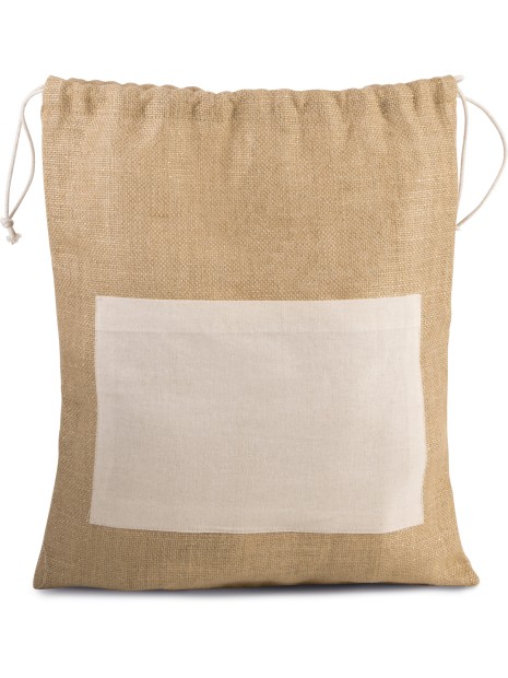 KIMOOD Sac en toile de jute avec cordelettes natural / gold personnalisable