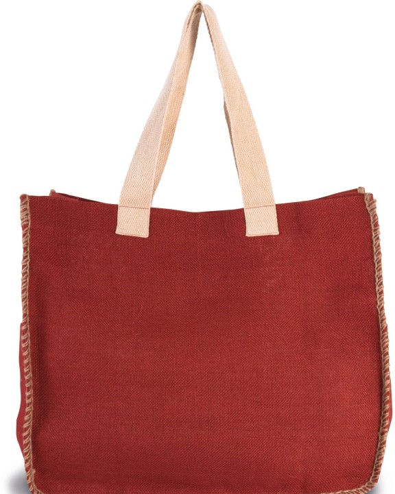 Tote bag KIMOOD Zak van jute met contrasterende naad voor bedrukking &amp; borduring