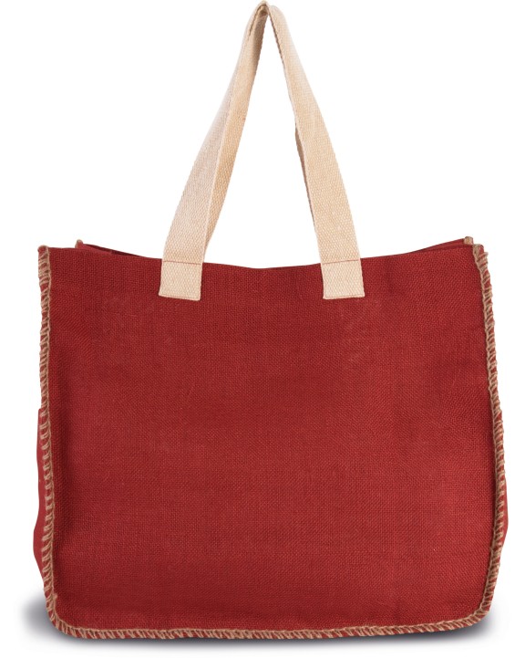 Tote bag KIMOOD Zak van jute met contrasterende naad voor bedrukking &amp; borduring