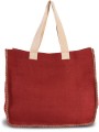 KIMOOD Sac en jute avec coutures contrastées arandano red / natural personnalisable