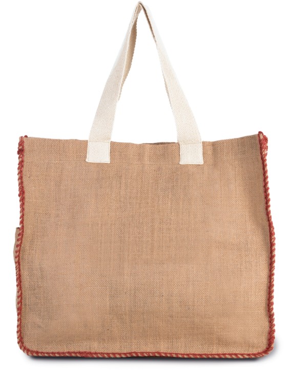 Tote bag KIMOOD Zak van jute met contrasterende naad voor bedrukking &amp; borduring
