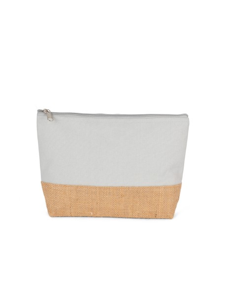 KIMOOD Pochette en toiles de coton et jute snow grey / natural personnalisable