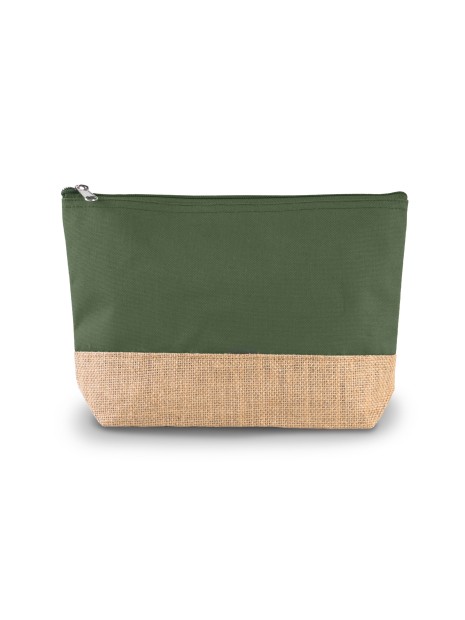 KIMOOD Pochette en toiles de coton et jute dusty light green / natural personnalisable