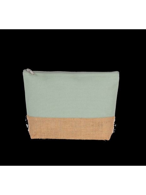 KIMOOD Pochette en toiles de coton et jute sage / natural personnalisable