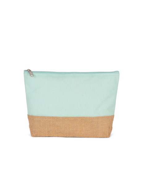 KIMOOD Pochette en toiles de coton et jute ice mint / natural personnalisable