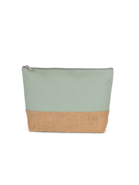 KIMOOD Pochette en toiles de coton et jute sage / natural personnalisable
