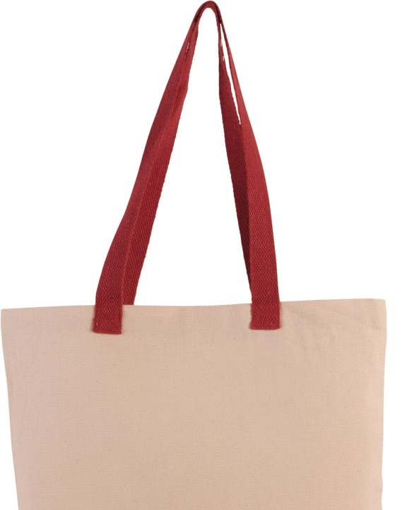 Tote bag KIMOOD Platte shopper van canvas met contrasterend hengsel voor bedrukking &amp; borduring