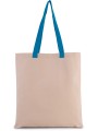 KIMOOD Sac shopping plat en toile avec poignées contrastées natural / surf blue personnalisable