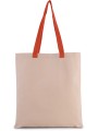 KIMOOD Sac shopping plat en toile avec poignées contrastées natural / spicy orange personnalisable