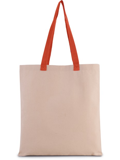 KIMOOD Sac shopping plat en toile avec poignées contrastées natural / spicy orange personnalisable
