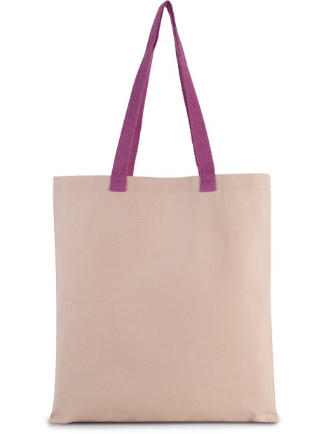 KIMOOD Sac shopping plat en toile avec poignées contrastées natural / radiant orchid personnalisable