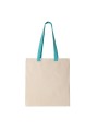 KIMOOD Sac shopping plat en toile avec poignées contrastées natural / surf blue personnalisable