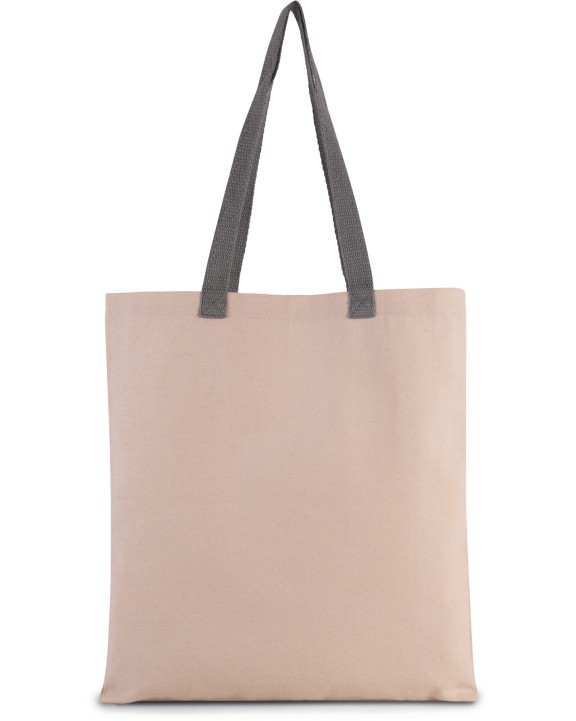 Tote bag KIMOOD Platte shopper van canvas met contrasterend hengsel voor bedrukking &amp; borduring