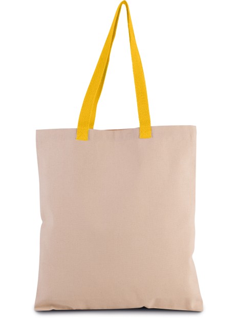 KIMOOD Sac shopping plat en toile avec poignées contrastées natural / yellow personnalisable