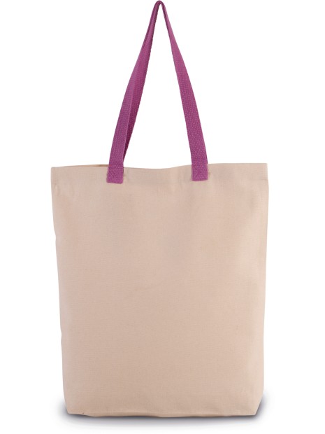 KIMOOD Sac shopping à soufflet avec poignées contrastées natural / radiant orchid personnalisable