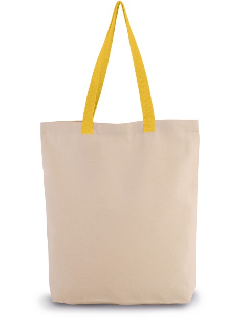 KIMOOD Sac shopping à soufflet avec poignées contrastées natural / yellow personnalisable