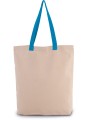 KIMOOD Sac shopping à soufflet avec poignées contrastées natural / surf blue personnalisable