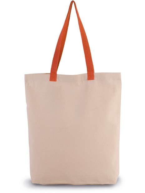 KIMOOD Sac shopping à soufflet avec poignées contrastées natural / spicy orange personnalisable