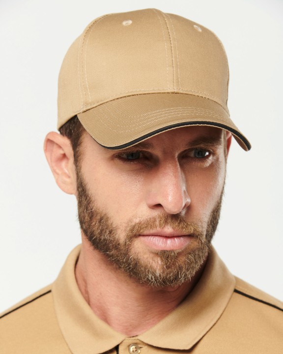 WK. DESIGNED TO WORK 6-Panel-Cap mit Kontrast-Sandwichschirm OEKO-TEX® STANDARD 100 Kappe personalisierbar