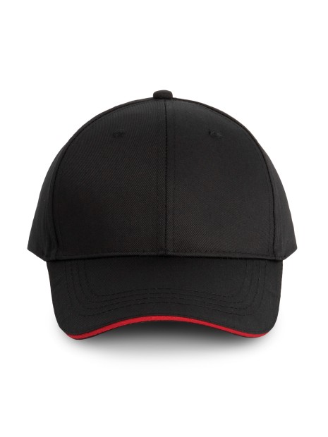 WK. DESIGNED TO WORK Casquette sandwich contrasté 6 panneaux black / red personnalisable