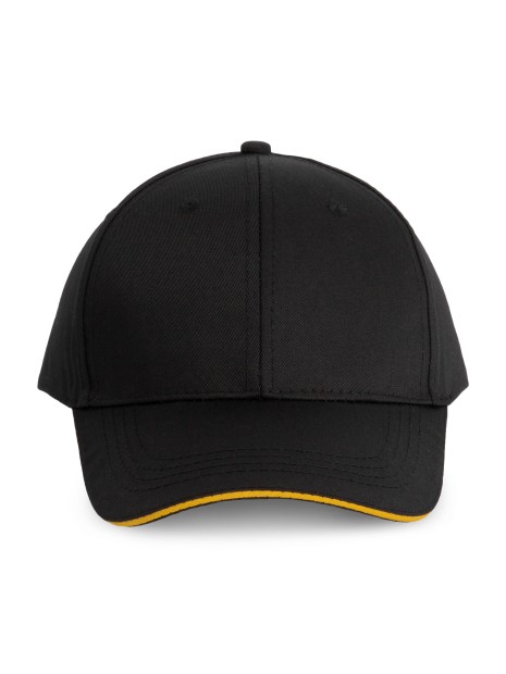 WK. DESIGNED TO WORK Casquette sandwich contrasté 6 panneaux black / yellow personnalisable