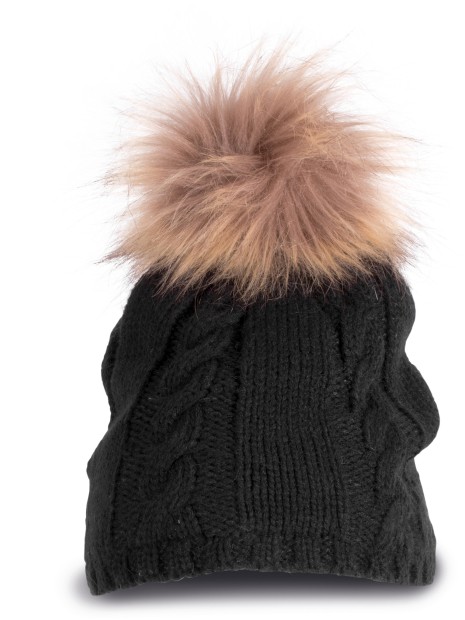 K-UP Bonnet à pompon noir personnalisable