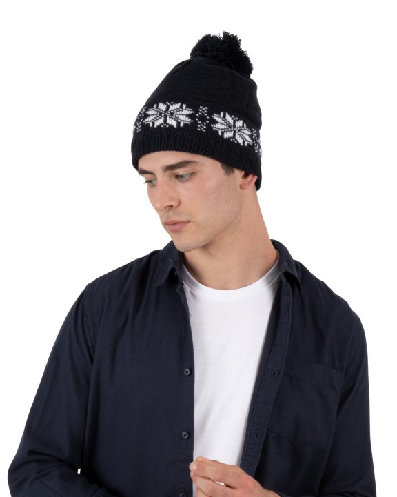 Bonnet, Écharpe & Gant personnalisable K-UP Bonnet de Noël tricoté motif étoiles