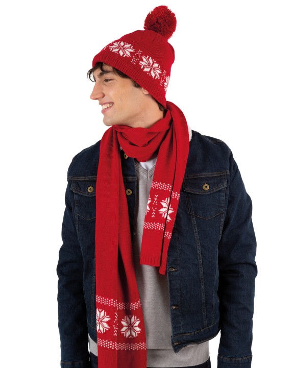 K-UP Gestrickter Weihnachtsschal mit Sternmuster Bandana, Schal, Krawatte personalisierbar