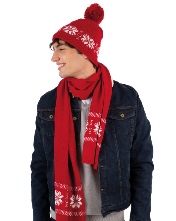K-UP Gestrickter Weihnachtsschal mit Sternmuster Bandana, Schal, Krawatte personalisierbar