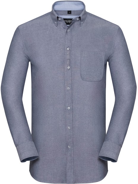 RUSSELL Chemise Oxford lavée manches longues oxford navy/oxford blue personnalisable