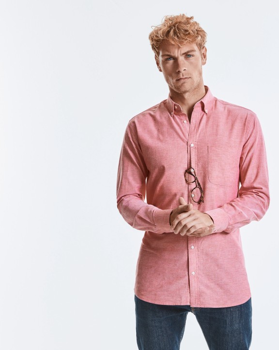 Hemd RUSSELL Afgewassen Oxford overhemd met lange mouwen voor bedrukking &amp; borduring