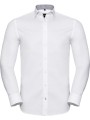 RUSSELL Chemise à motifs chevrons manches longues white/silver/convoy grey personnalisable