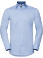 RUSSELL Chemise à motifs chevrons manches longues light blue/mid blue/bright navy personnalisable