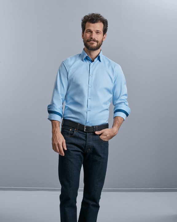RUSSELL Long sleeve herringbone shirt Hemd personalisierbar