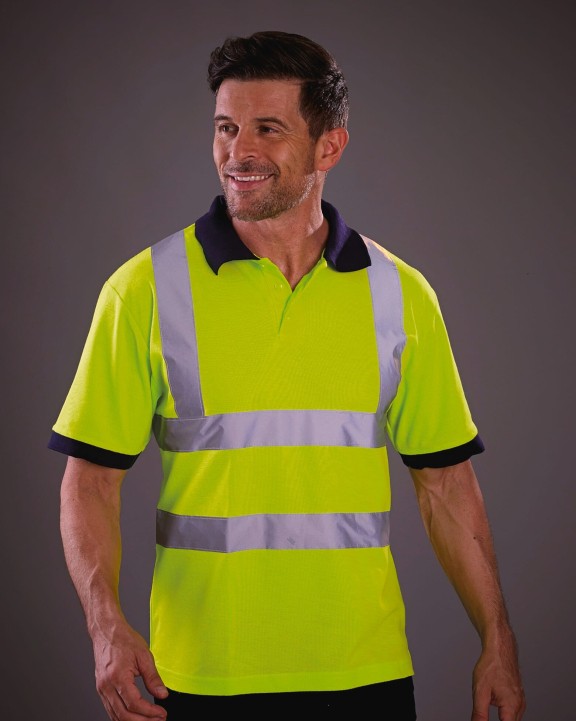 YOKO YOKO Kurzärmliges Polo Shirt in Warnfarbe Poloshirt personalisierbar