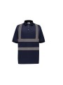 YOKO Polo manches courtes haute visibilité bleu marine personnalisable