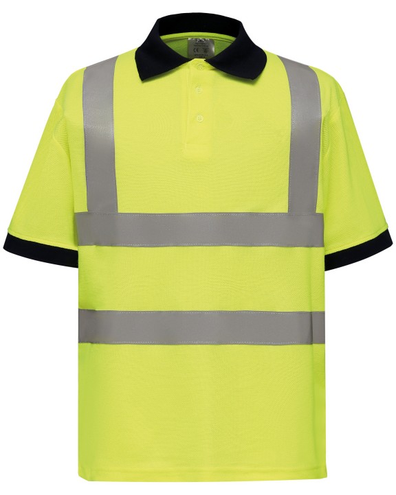 YOKO YOKO Kurzärmliges Polo Shirt in Warnfarbe Poloshirt personalisierbar